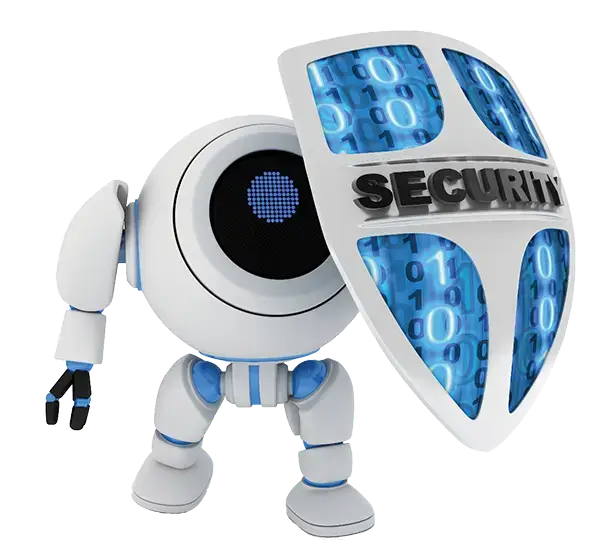 Robot with one eye and holding a shield